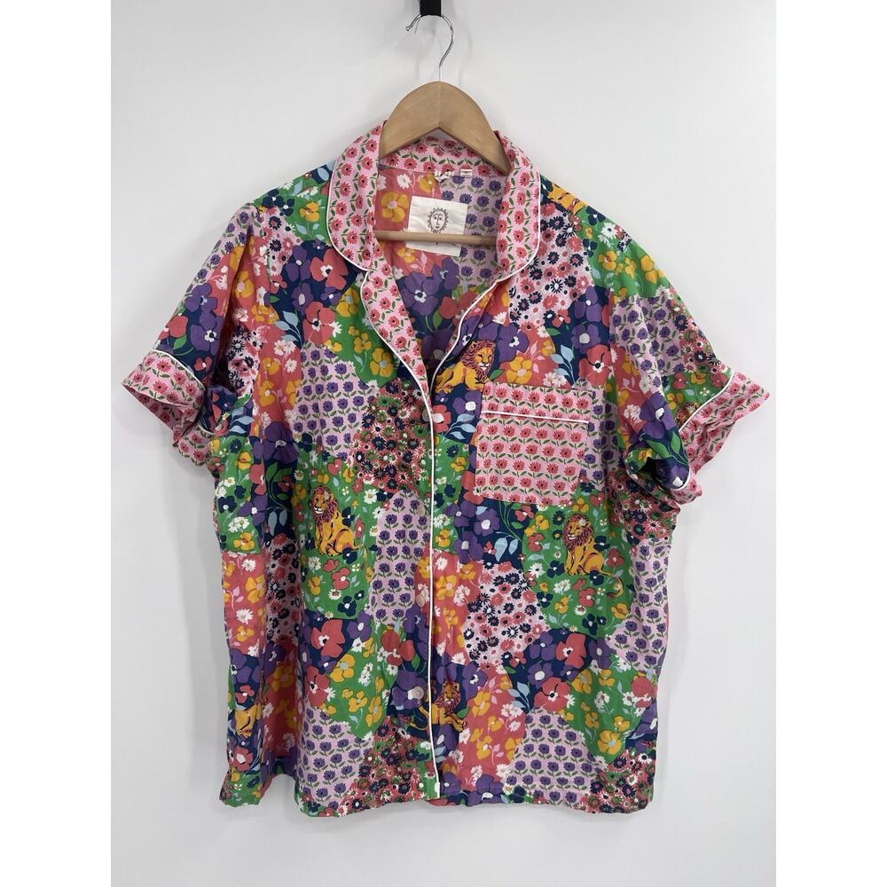 Print Fresh Mixed Floral Colorful Organic Cotton Pajama Top 1X